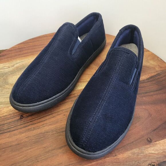 NWOT Hush Puppies Slippers Corduroy Navy Men's Size 8 - Picture 10 of 11